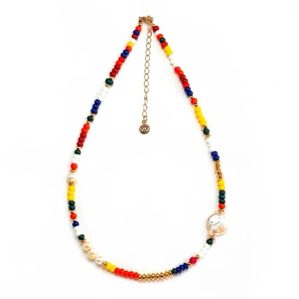 New Mayamar Colorful Beaded Necklace with fresh water pearls - Picture 3 of 8